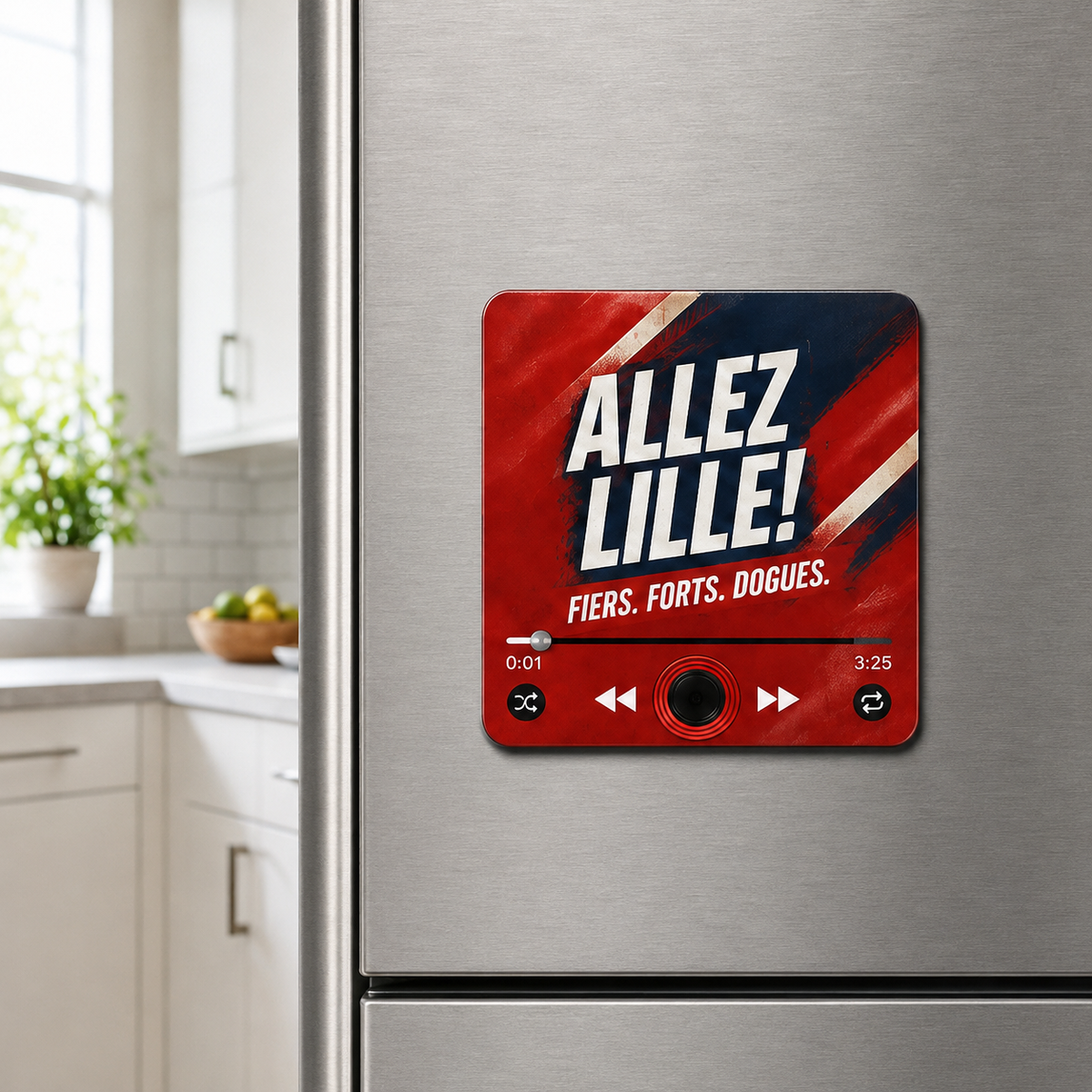 Lille magnete sonoro su un frigorifero