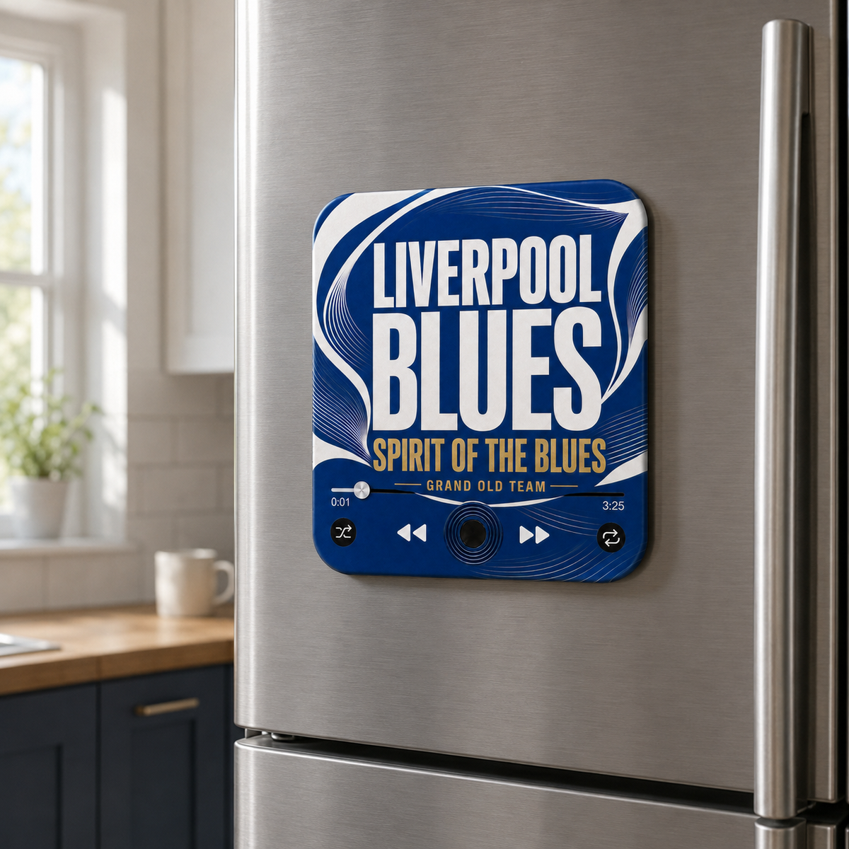 Liverpool Blues magnete sonoro da calcio su un frigorifero
