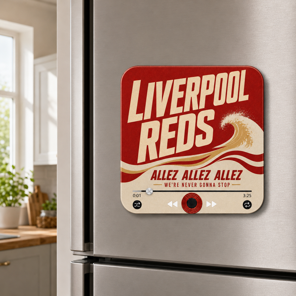 Liverpool Reds magnete sonoro da calcio su un frigorifero