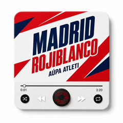 Magnete sonoro da calcio Madrid Rojiblanco — su sfondo bianco