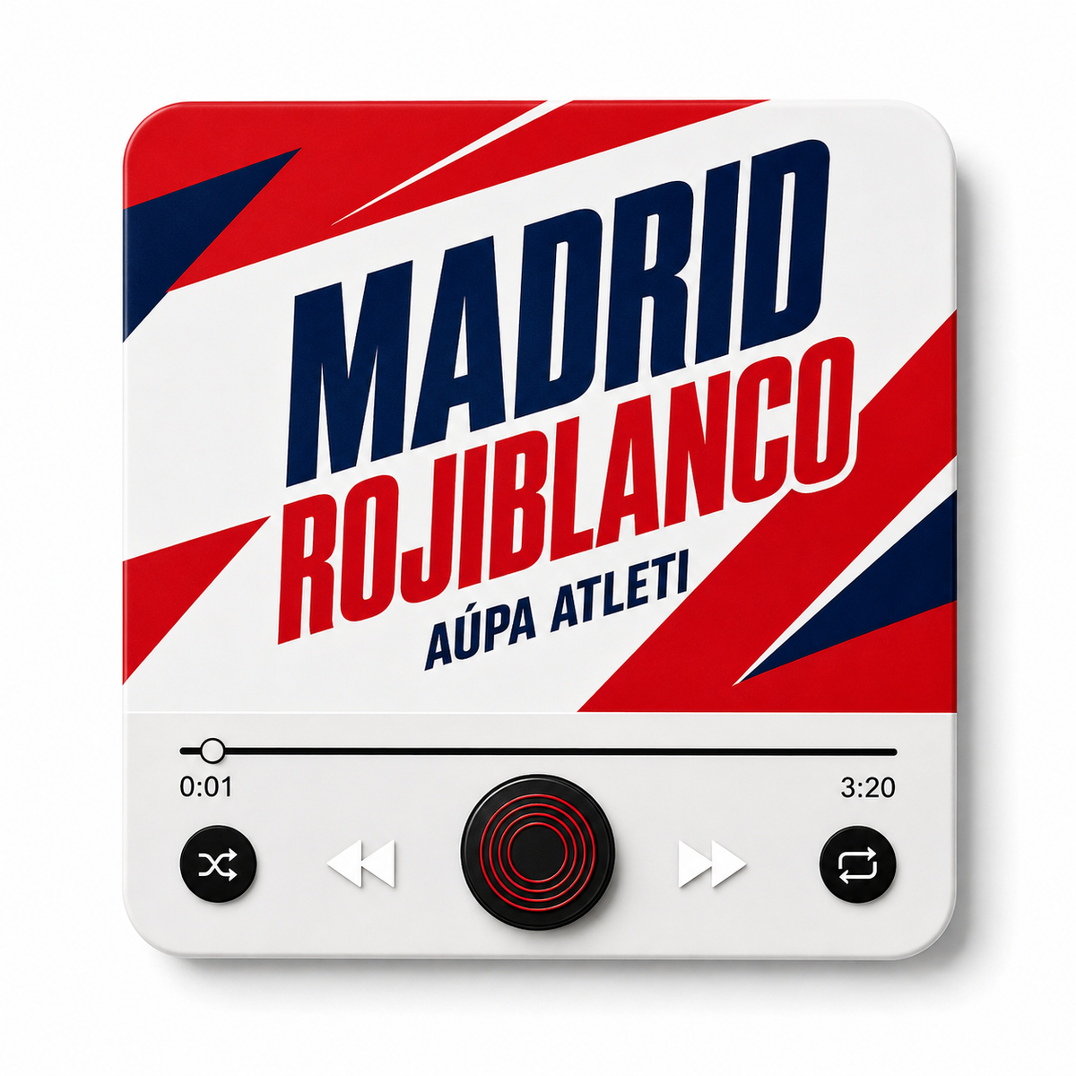 Magnete sonoro da calcio Madrid Rojiblanco — su sfondo bianco