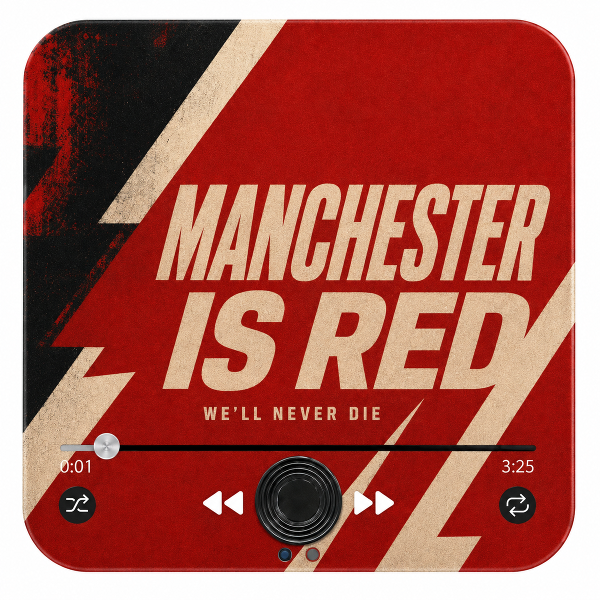 Manchester Is Red magnete sonoro with We'll Never Die subtitle