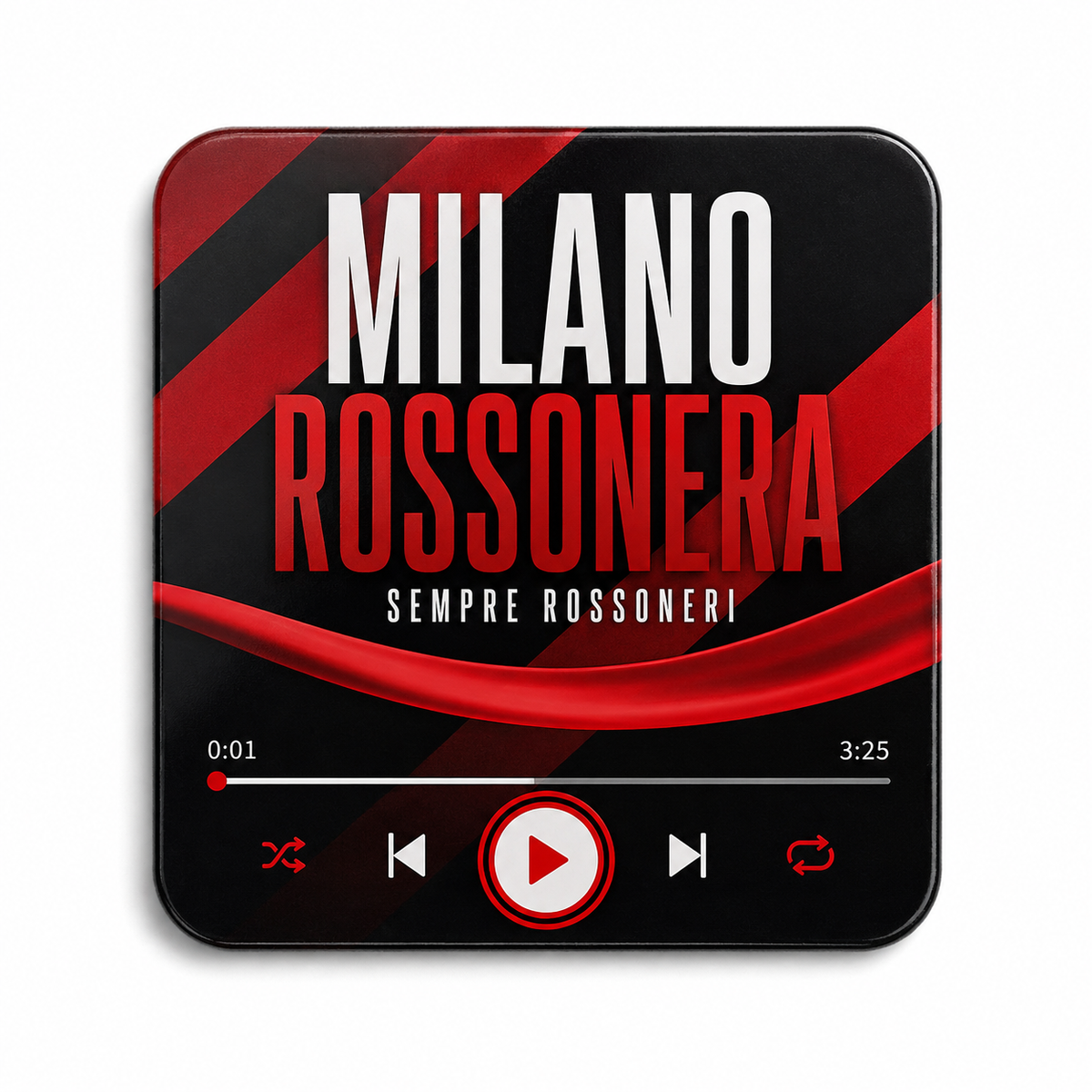 Milano Rossonera magnete sonoro da calcio – product su sfondo bianco