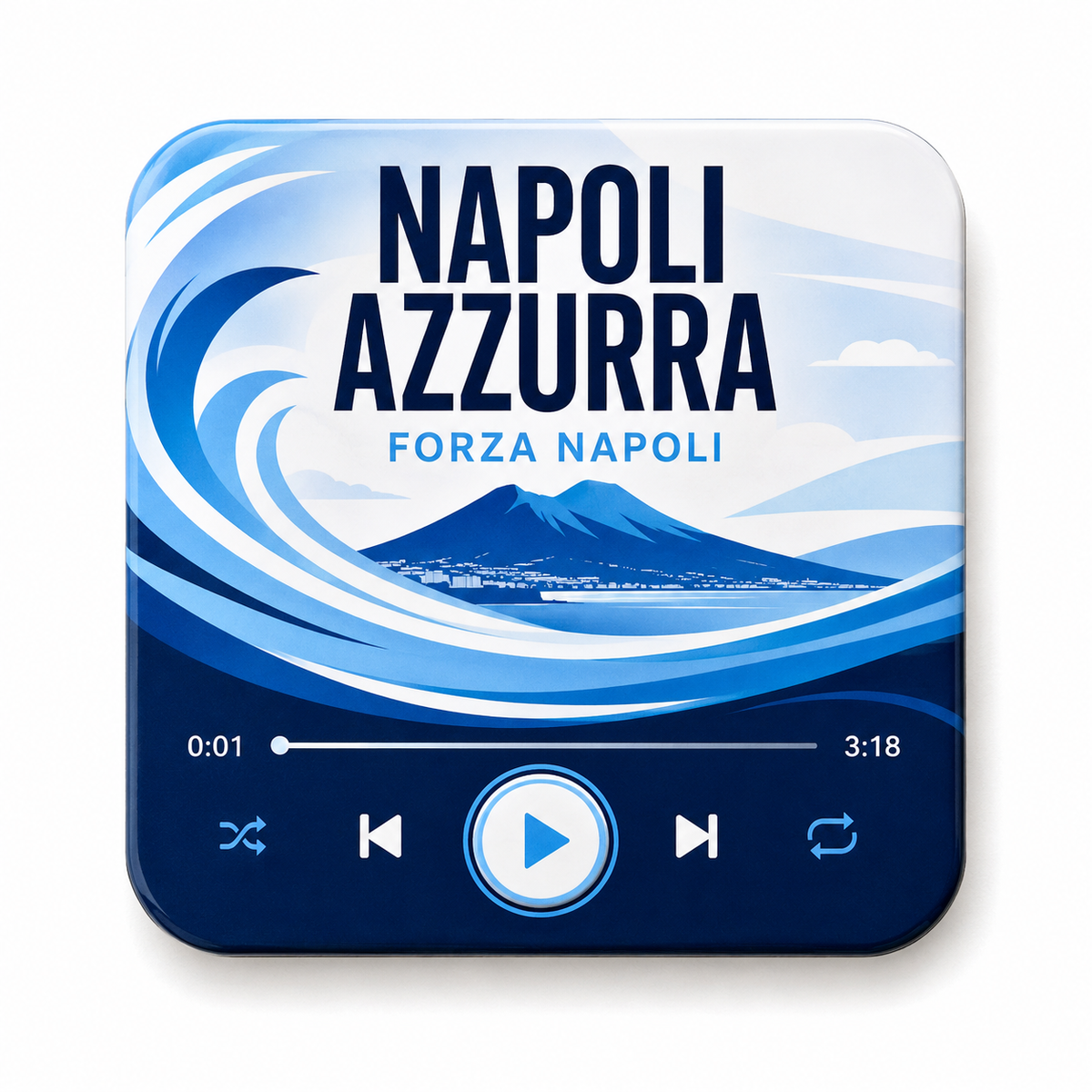 Napoli Azzurra magnete sonoro da calcio – product su sfondo bianco