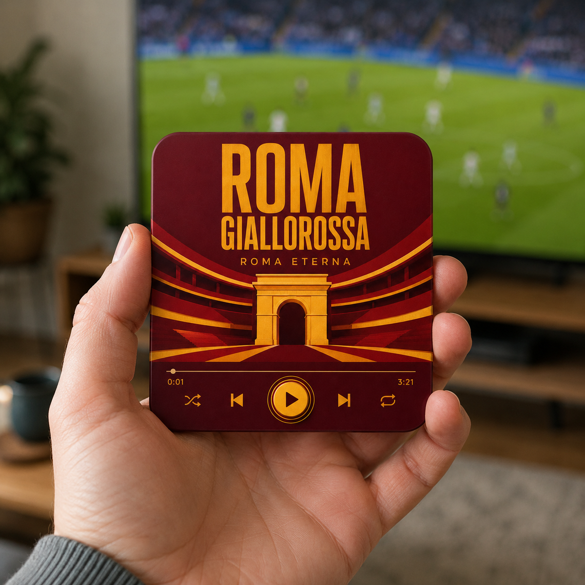 Roma Giallorossa magnete sonoro da calcio – tenuto in mano