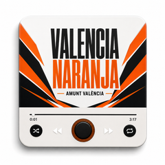 Magnete sonoro da calcio Valencia Naranja — su sfondo bianco