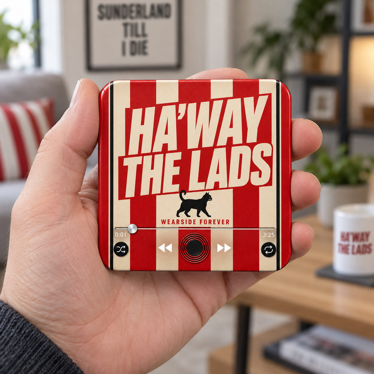Wearside red and white magnete sonoro da calcio in mano