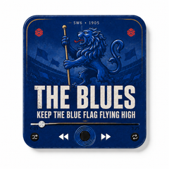 West London Blues magnete sonoro da calcio su sfondo bianco